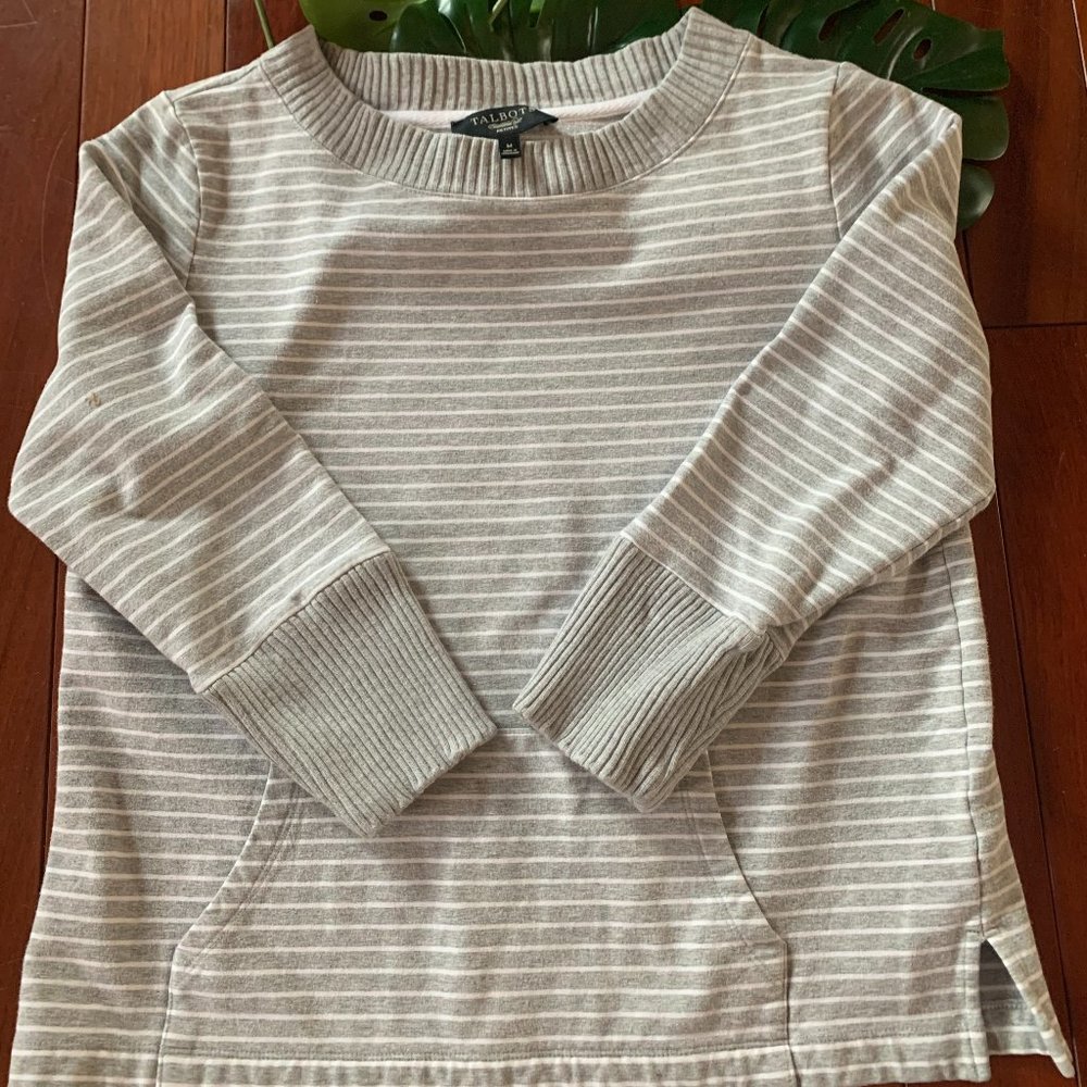 Talbots Cream and White Striped Knit Tunic